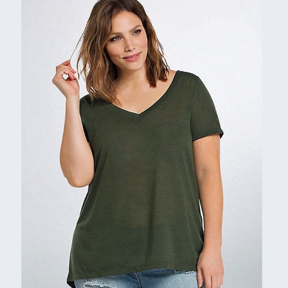Torrid olive green speckle v-neck t shirt